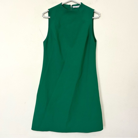 Alice + Olivia Coley Mini Green A-Line Sleeveless Dress SIZE 2 - Picture 2 of 6